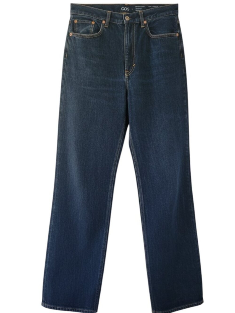 COS Minimalist High Rise Relaxed Straight Leg Dark Wash Denim Jeans NWOT Sz 31